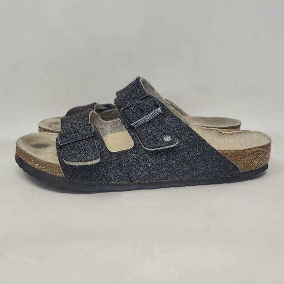 Birkenstock Arizona Sandals EU41 US8.5 Rivet Wool Felt Doubleface Gray Slip On main image 10
